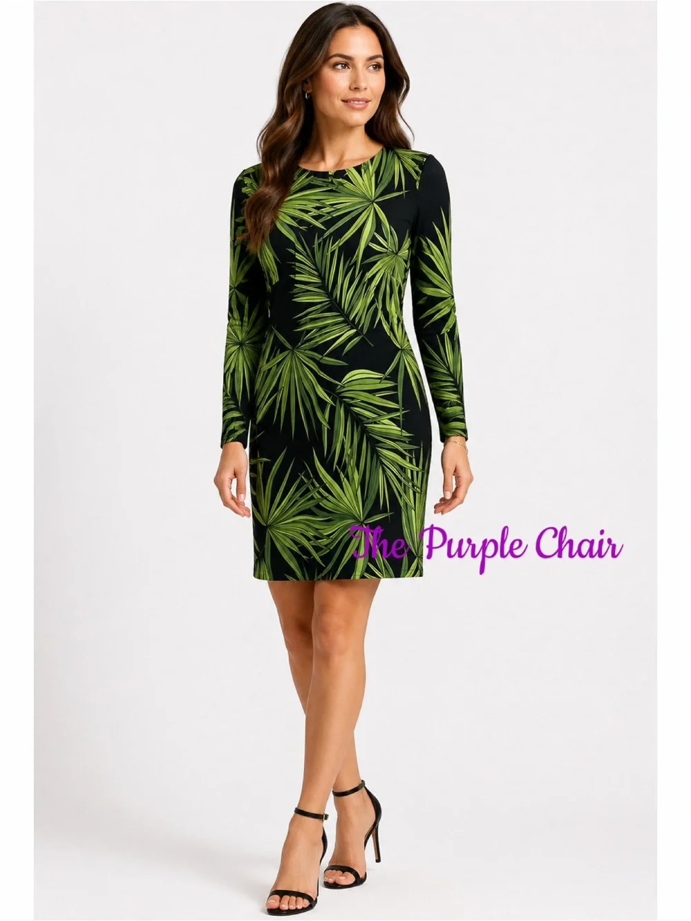 MICHAEL KORS NWT Long Sleeve Palm Leaf Print Sheath Dress S